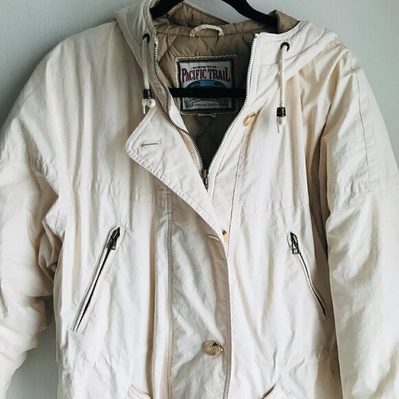 Pacific Trail Cream Hooded Down Jacket Size S - Picture 1 of 11